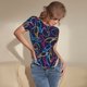 thumbnail image 3 of Balery Multicolor Bowling Body de cuello redondo de manga corta para mujer Tops de manga corta Tops básicos-Small, 3 of 7
