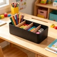 thumbnail image 6 of Bamboo Wood Makeup Organizer Basket, 8 Compartment Desktop Storage Box for Cosmetics, Brushes, Lipsticks, Black, 6 of 6