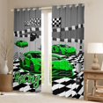 thumbnail image 2 of Manfei Kid Sports Cars Kitchen Curtains,Racing Track Print Black Out Curtains Pack of 2 (42x63 Each),Green, 2 of 7