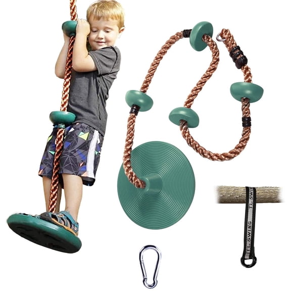 REDCAMP Climbing Rope Swings for Trees, Heavy Duty Plastic Disc Swing Seat for Kids and Adults with Hanging Strap and Snap Hooks