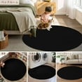 thumbnail image 6 of Black 6ft Round Rug, Farmhouse Solid Black Color Modern Art Non-Skid Rubber Backing Large Area Rugs - Living Room Bedroom Home Office, Indoor Floor Mat Carpets Washable Rug, 6 of 9