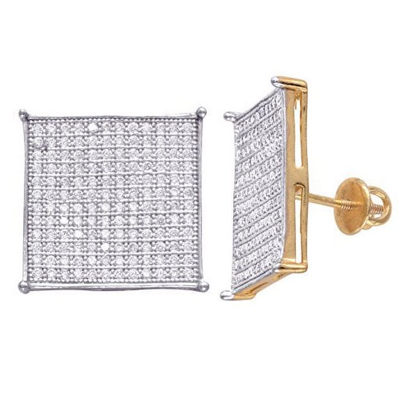 18kt Gold Over Sterling Silver Micro Pave Screwback Stud Earrings