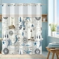 thumbnail image 3 of Mizhona Ocean Coastal Nautical Shower Curtain with Liner,Lighthouse Sea No Hook Bath Curtain,71"× 74", 3 of 6