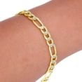 thumbnail image 5 of Nuragold 10k Real Yellow Gold Figaro Link 6.5mm Diamond Cut Two Tone Pave Chain Bracelet (8"-9") Italian Jewelry for Men, 5 of 8