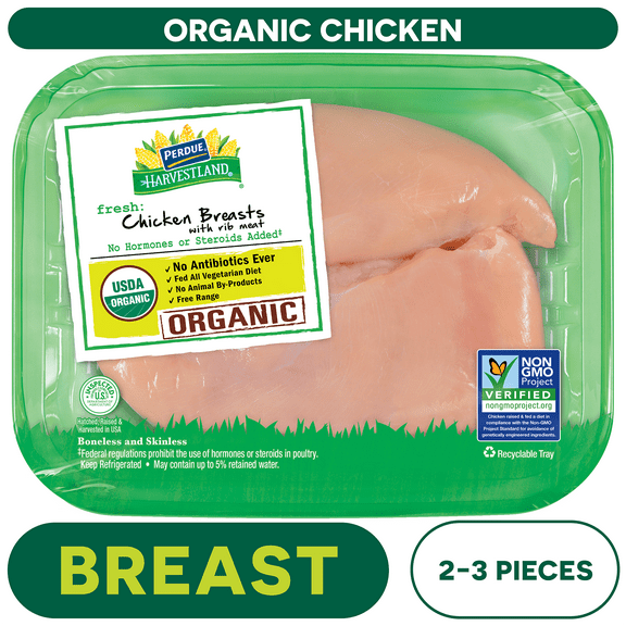 Perdue Harvestland, Organic, Fresh Boneless Chicken Breast, 1-2 lb. Tray