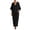 Black, variant on Women's V Neck Batwing Sleeve Maxi Dress Side Buttons Loose Fit Casual Summer Linen Blend Caftan Dress
