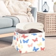 thumbnail image 3 of Yayeee Collapsible Cube Storage Bin with Lid Fabric Closet Decorative Basket with Handles, Red Butterflies, 3 of 7