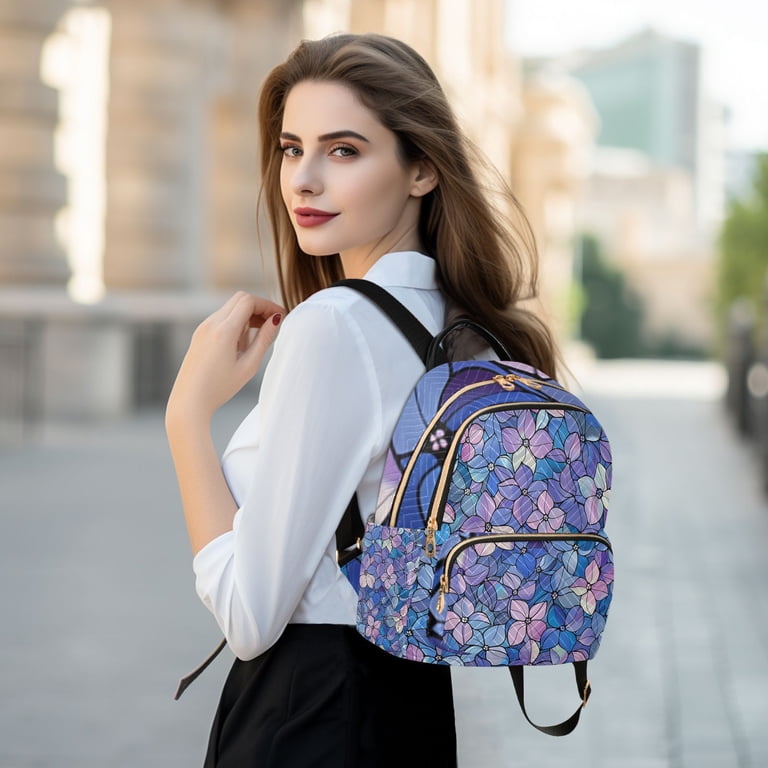 Blue Floral Flowers Travel Laptop Backpack Casual Daypack  display picture 3