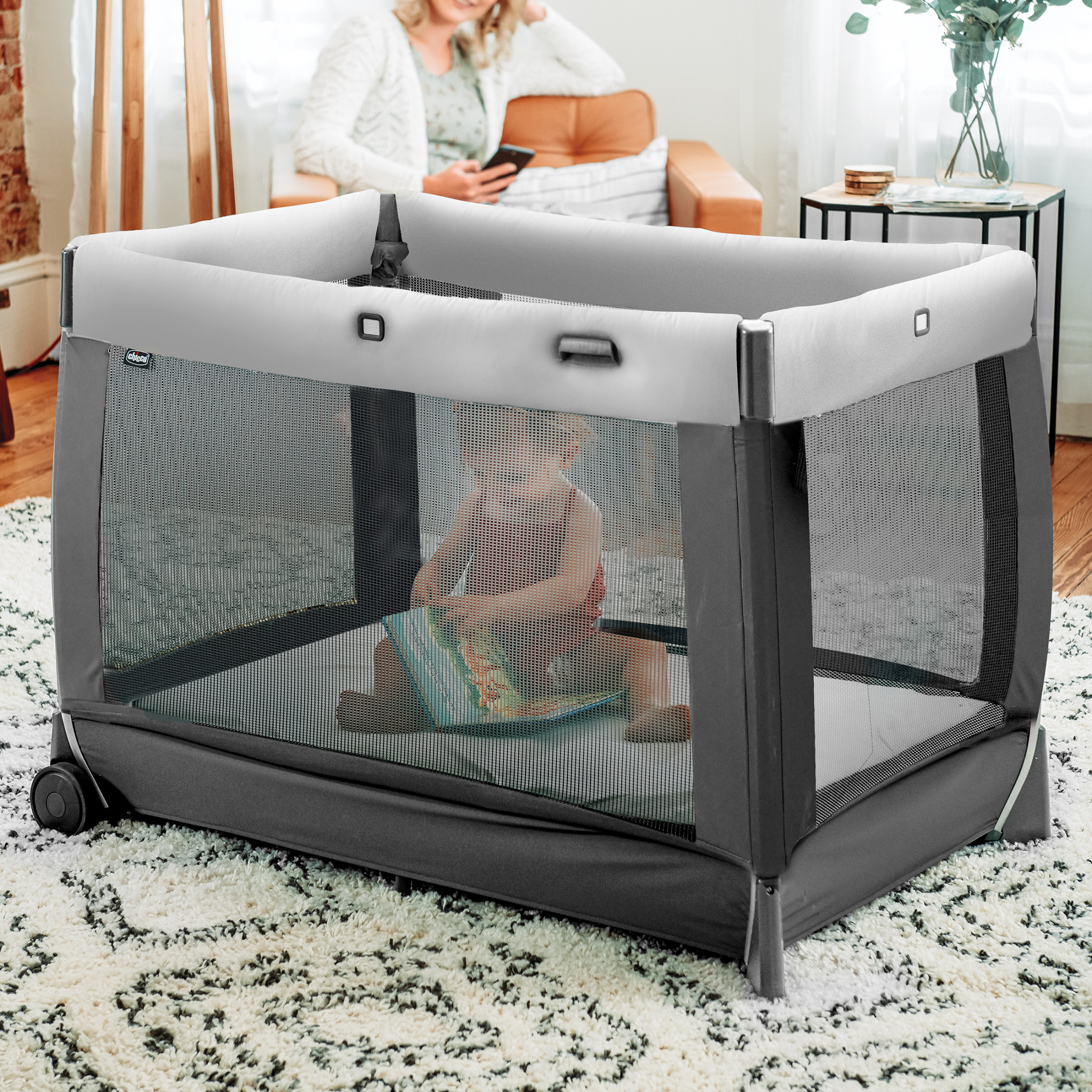 Chicco Lullaby All-in-One Portable Playard with Bassinet and Snap-on Changer - Camden (Black) - image 4 of 10