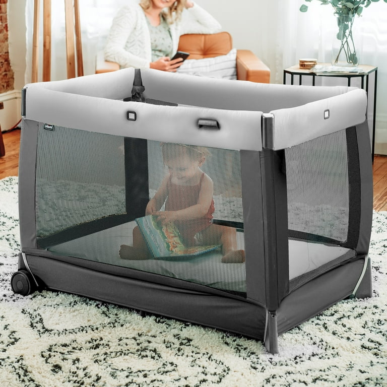Chicco Lullaby All-in-One Portable Playard with Bassinet and Snap-on Changer - Camden (Black), New Chicco Lullaby All-in-One Portable Playard with Bassinet and Snap-on Changer - Camden (Black), New