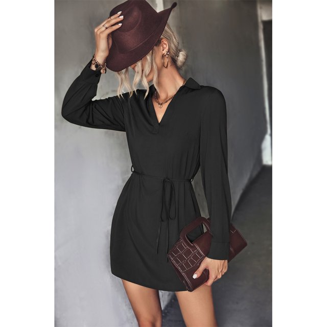 Vestido Con Cuello En V, Informal, Cuello Vuelto, Dobladillo Cruzado, Vestido Con Cinturón, Amigable Con La Piel Para Actividades Al Aire Libre ANGGREK Otros