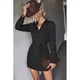 thumbnail image 3 of Vestido Con Cuello En V, Dobladillo Envolvente, Elegante, Cuello Vuelto, Vestido Con Cinturón Para Mujer Para Actividades Al Aire Libre, 3 of 8