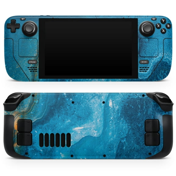 Design Skinz - Compatible with Steam Deck - Skin Decal Protective Scratch-Resistant Removable Vinyl Wrap Cover - Abstract Oiled Blue Marble