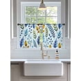 thumbnail image 3 of Sheer Curtains 54 Inch Length 2 Panels Set for Kitchen, Blue Yellow Leaves Semi Sheer Curtains for Windows, Spring Botanical Leaf Farmhouse Watercolor Voile Window Treatments Rod Pocket Curtain, 3 of 7