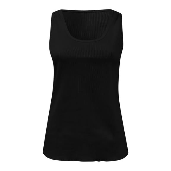 OSOLU Solid Color Women Sleeveless Scoop Neck Ribbed Knit Fitted Tank Tops Basic Tight Shirts Classic Dailywear
