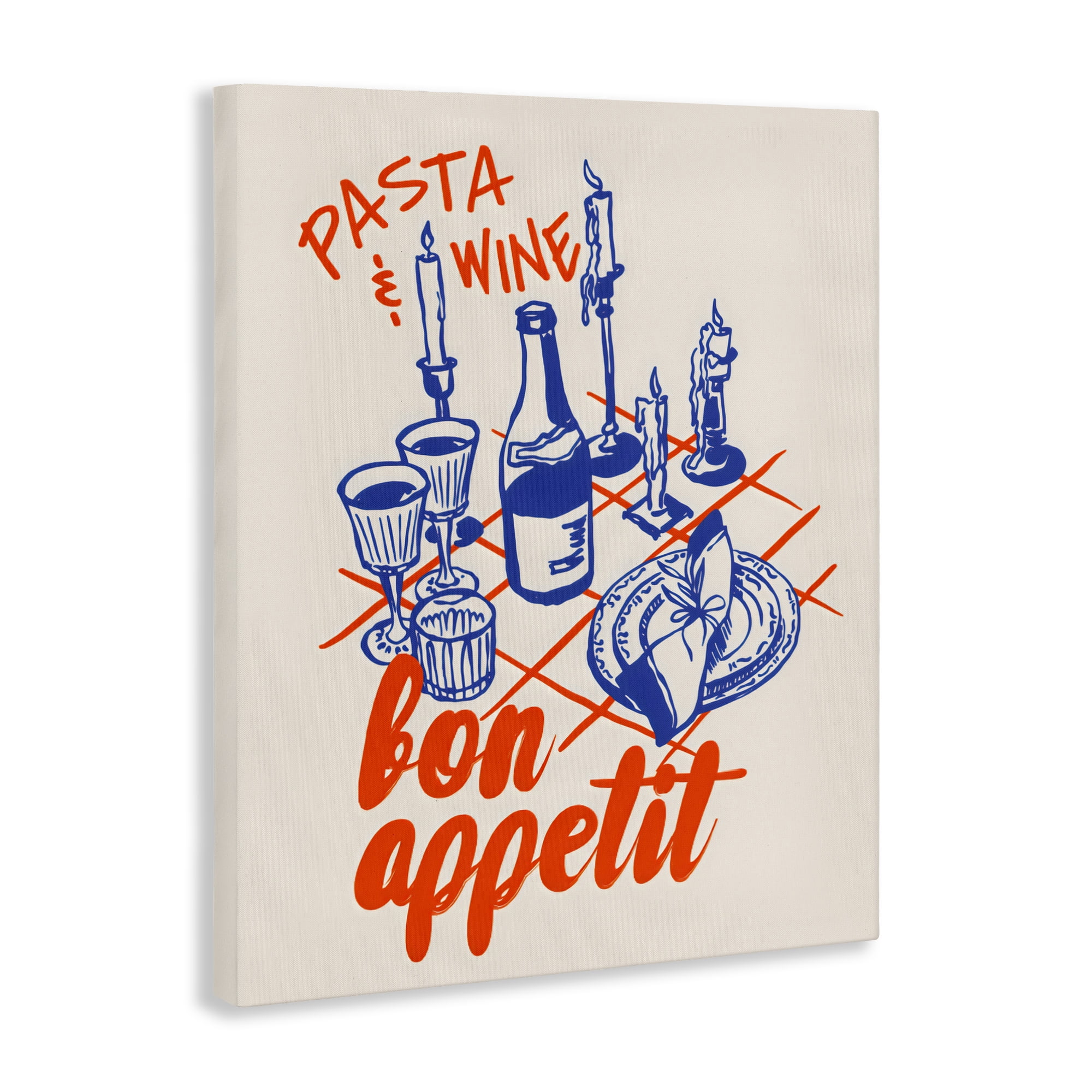 Stupell Industries Pasta & Wine Bon Appetit Canvas Wall Art, design by The Prints Vibe