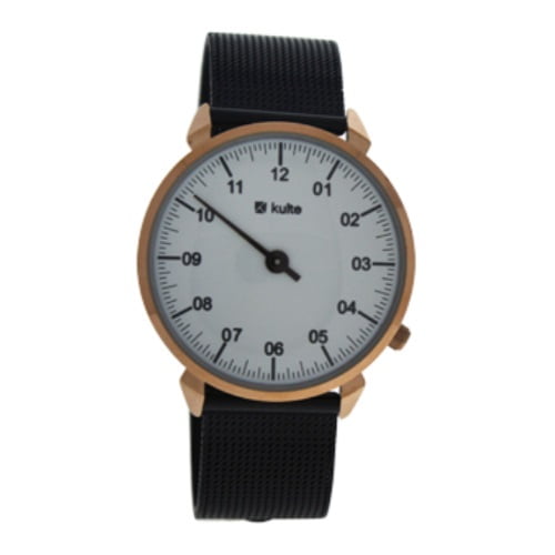 KU15-0017 3 Planètes - Bracelet en Maille d'Acier Inoxydable Or Rose/noir par Kulte pour Unisexe - 1 Pce Montre