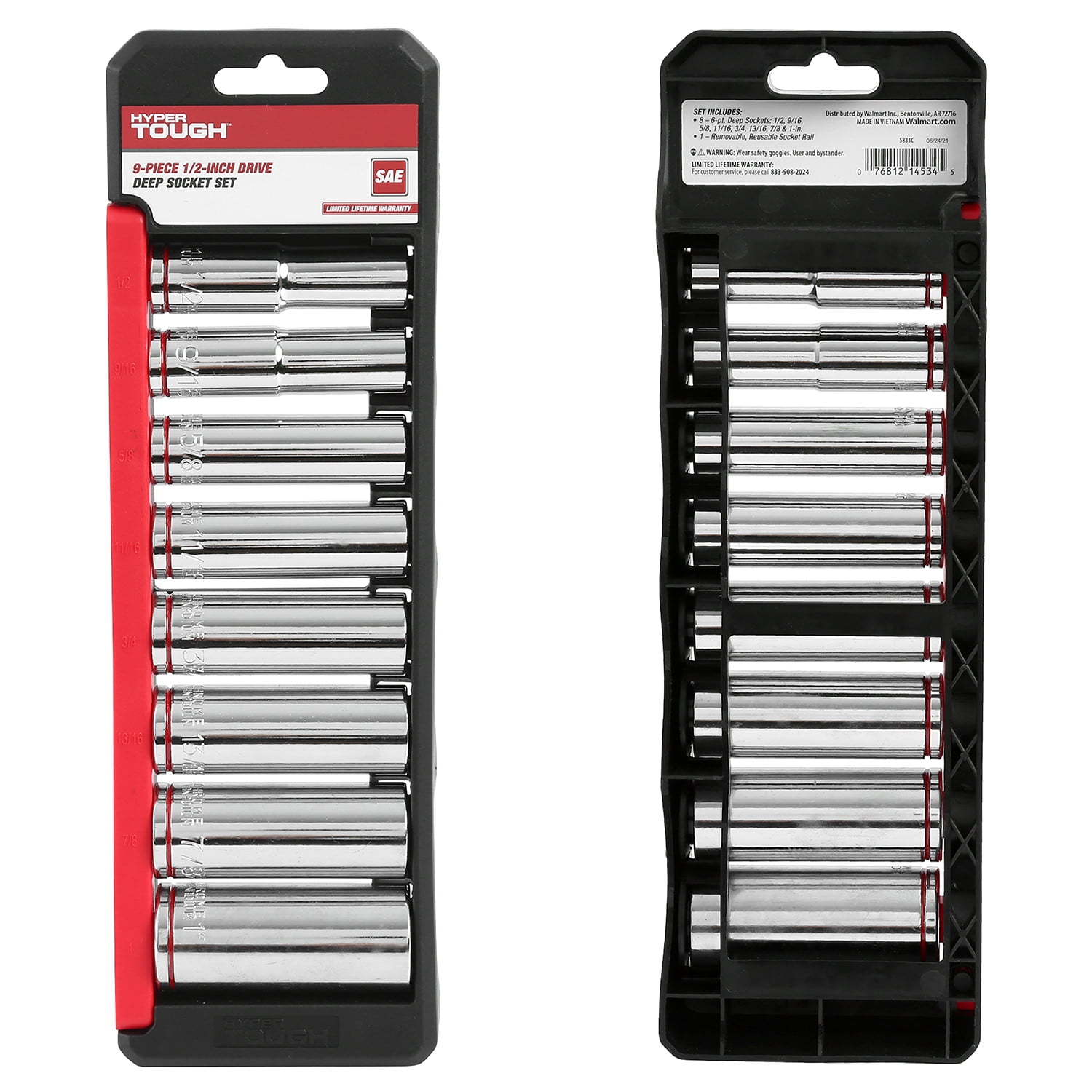 Hyper Tough 9-Piece 1/2 in Drive Deep SAE Socket Set, Model 5833