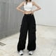 thumbnail image 4 of Pantalones casuales de trabajo retro para mujer, pantalones de pierna recta versátiles de verano con sensación de caída, pantalones de pierna ancha sueltos, 4 of 6