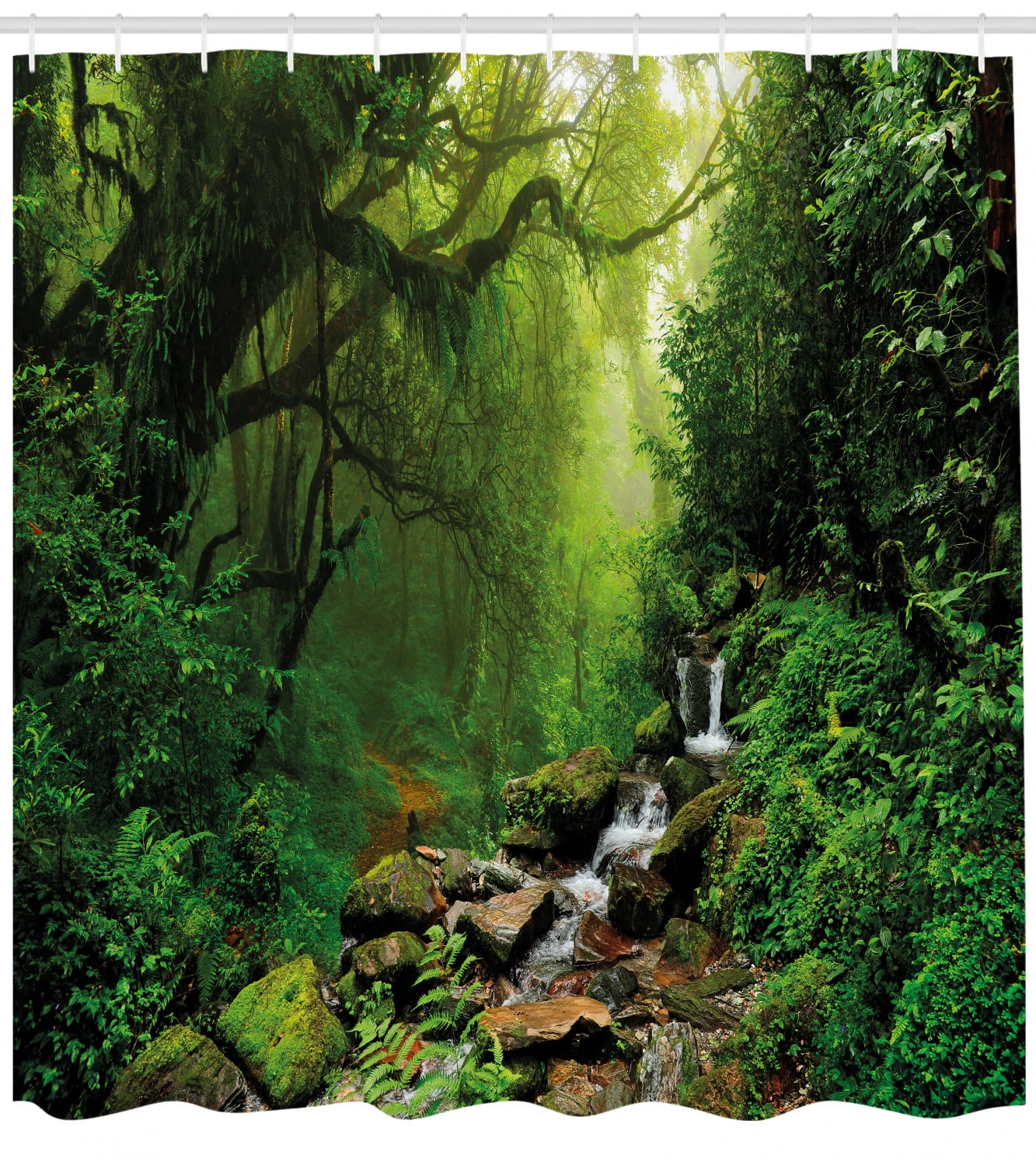Nature Shower Curtain, Into the Woods Idyllic Forest ...