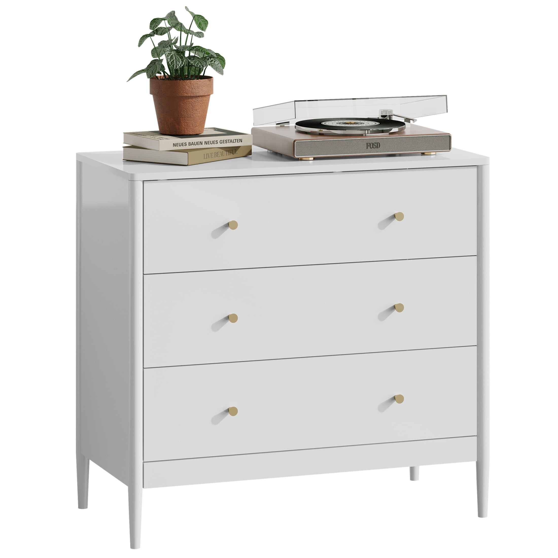 Noble House Prix Modern 3-Drawer Dresser Chest, Wooden Storage Cabinet, Organizer for Bedroom or Small Space, White