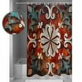 thumbnail image 3 of 60x72 Inch Shower Curtains for Bathroom Burnt Orange Ethnic Fabric Bath Curtain Decor Rustic Boho Flowers Impressionist Waterproof Restroom Curtains Shower Set Accessories with 12 Hooks 60 Inch, 3 of 6