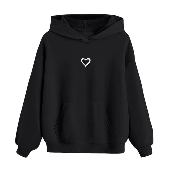 WOYY Toddler Girls Hoodie Heart Print Graphic Hooded Sweatshirt Long Sleeve Top