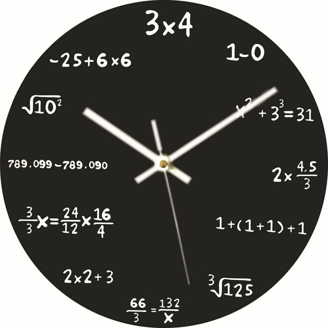 Wholesale 30cm MDF & Crystal Film Wall Clock with Silent Movement - Unique Formula Design, Clear Pointer Display, Ideal for Home Office Library Living Room Decor (6*2 Black Background)