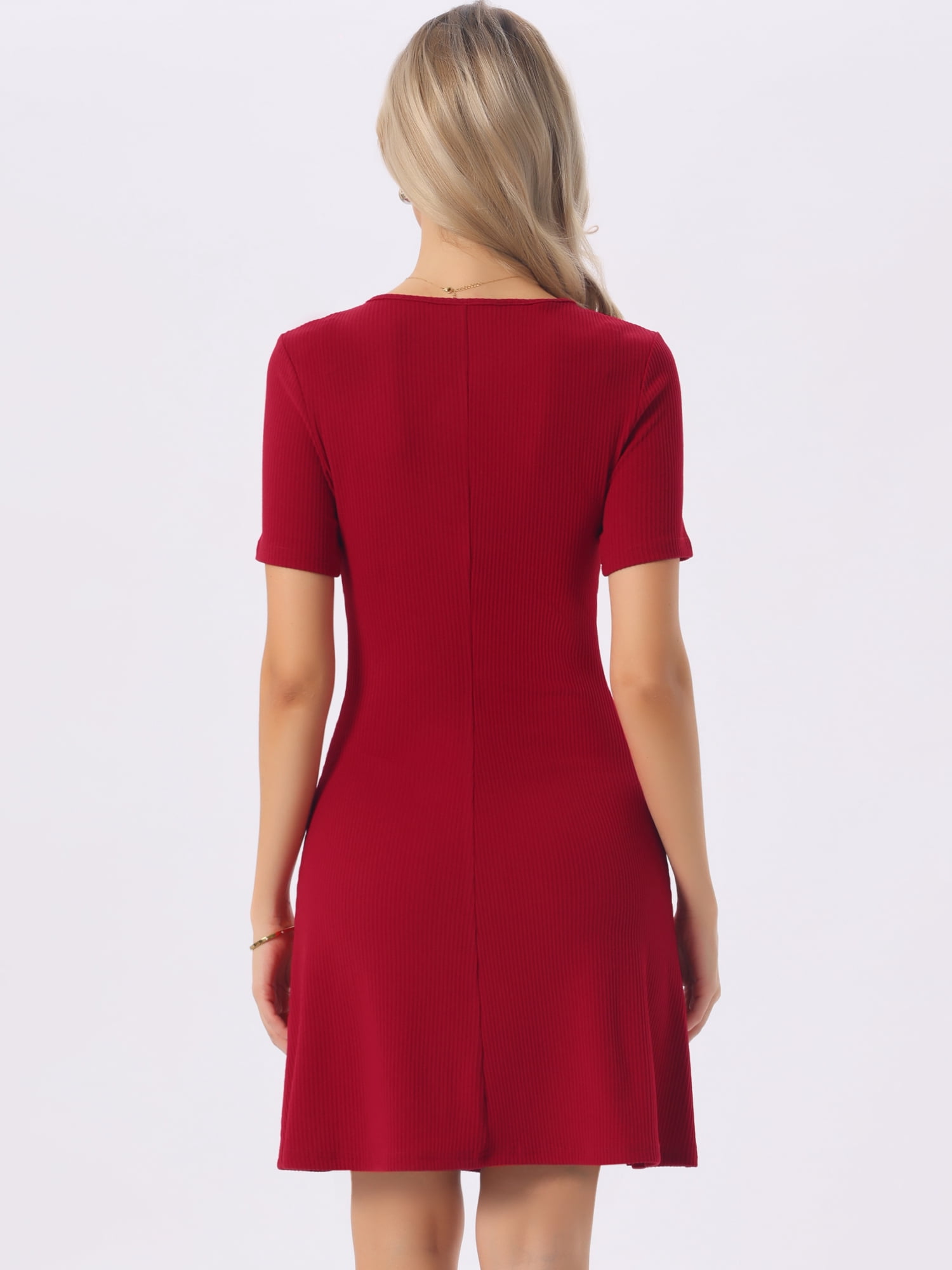 DARING DIVA Women's Short Sleeve Casual Summer A Line Dress XS Dark Red