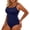 EliteGoogv#Dark Blue, variant on Women One Piece Swimsuit Plus Size Ribbed Fabric Pleated Design Slim Fit Tummy Control Modest Bathing Suit,Dark Blue,12
