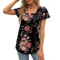 thumbnail image 1 of Gibobby Playera de Manga Corta con Cuello Redondo Camisetas sin mangas verano para mujer, corte holgado, cuello cuadrado plisado, camisetas manga corta, dobladillo c(Rojo,XL), 1 of 5