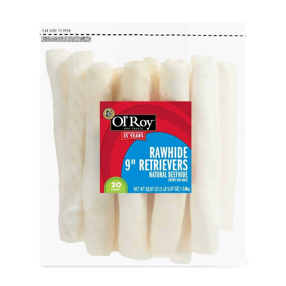 Ol' Roy Rawhide 9" Retrievers Natural Beefhide for Dogs, 10.8 oz, 4