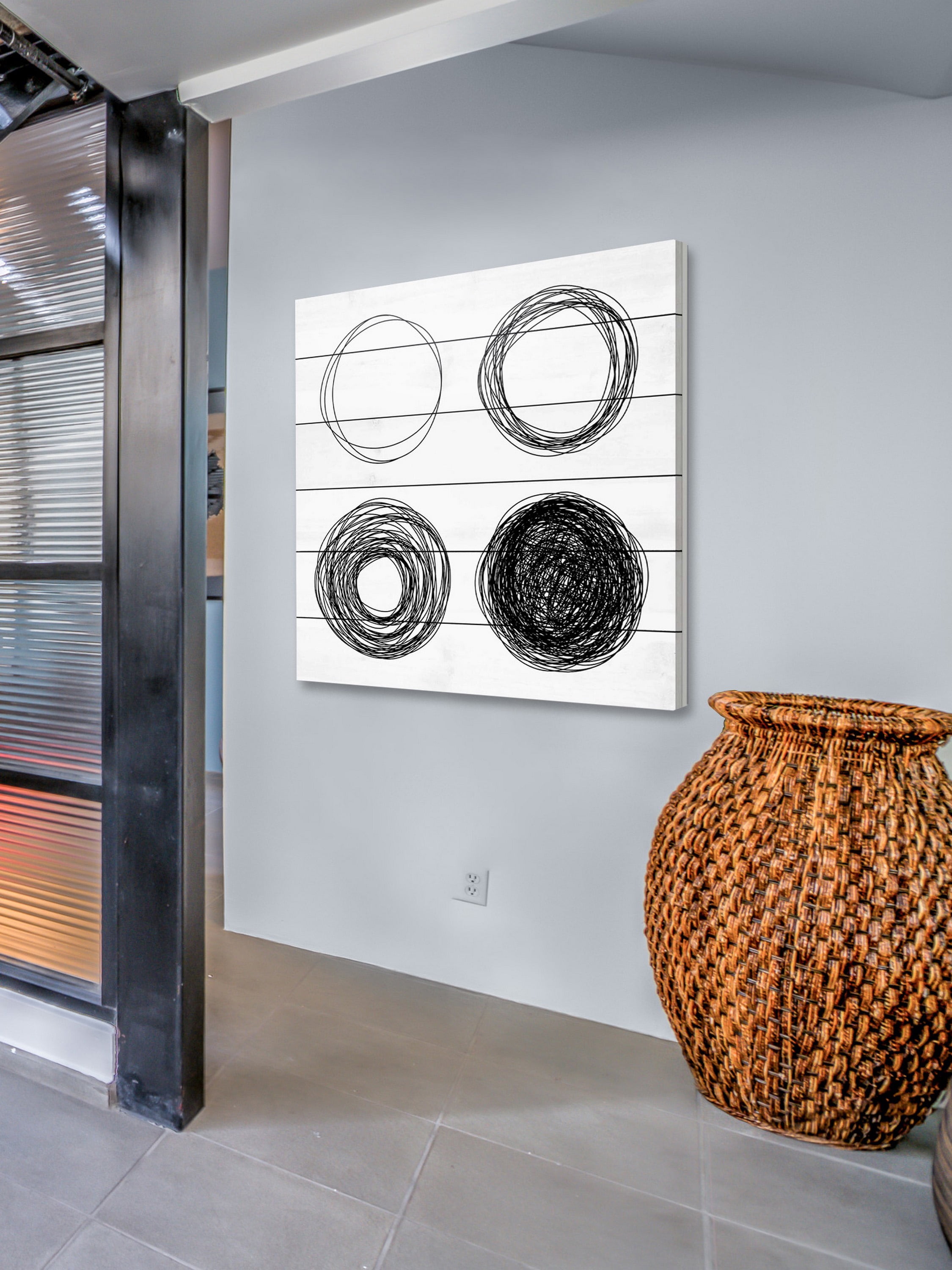 Marmont Hill Quad Circles White Wood Wall Art, 32" x 32"