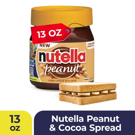 Nutella Peanut Spread With Cocoa, Smooth and Creamy, for Afternoon Snacking, Family Gifts, Unique Snacks, 13 oz