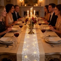 LED Lighted Burlap Table Runner - Easter Decorations & Decorations 2026 Decor, Lace Trim Battery-Operated Festive Tabletop Decoration, Glow Table Cover for Holiday Gatherings, 11.8*70.8in, Khaki