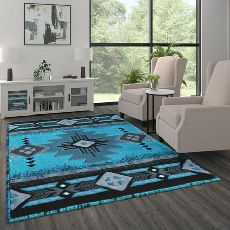 Masada Rugs Southwest Design Area Rug (6 Feet X 9 Feet  Turquoise)
