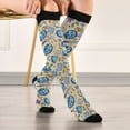 thumbnail image 5 of FORMRS Womens Knee High Socks Casual Long Thick Travel Daily Wear, 2 Pairs, Blue Dice Pattern, 5 of 6