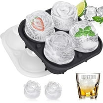 UPITOR Ice Cube Mold,2 Pack Large Rose Ice Mold - Easy Release Stackable Ice Trays for Cocktails, Whiskey, Bourbon & Homemade Juice Black