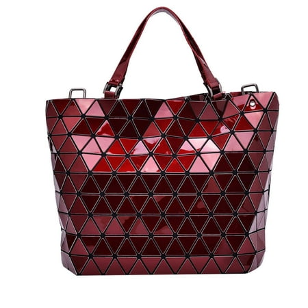 Draizee - Red Diamond Lattice Handbag for Women - Gloss Convertible ...