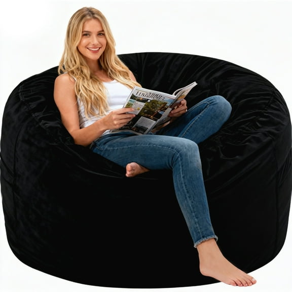 Congermom Bean Bag Chair Stuffed Memory Foam for Adults & Kids with Velvet Ultra Soft Fur 7FT,Lightpink