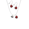 thumbnail image 2 of Delight Jewelry Silvertone Mini Football with AB Crystal Red Lucky Ladybug Necklace and Dangle Earrings Set, 2 of 6