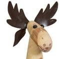 thumbnail image 2 of Saltoro Sherpi Wooden Moose Design Accent decor with Metal Antlers, Medium, Brown, 2 of 2