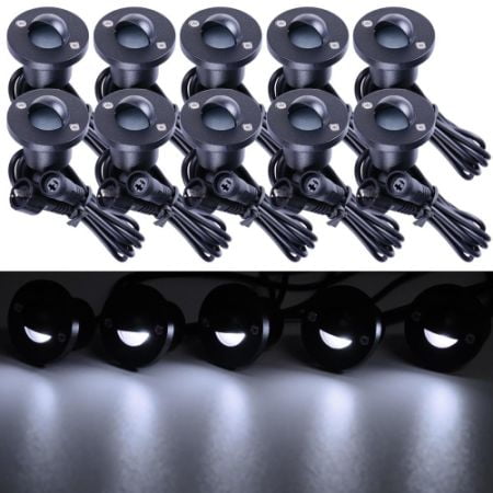 

10pcs Cool White LED Deck Lights Set with Transformer & Wire