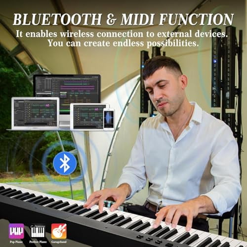 88-Key Portable Digital Piano Keyboard Set with Carry Bag, Sustain Pedal & Headphones - Electronic Keyboard, Lightweight for Beginners and Professionals
