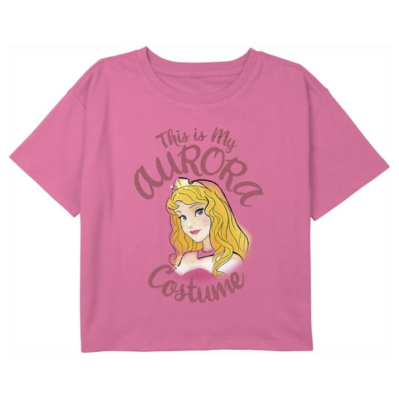 Girl's Sleeping Beauty This is my Aurora Costume Graphic Cropped T-Shirt Light Pink Large