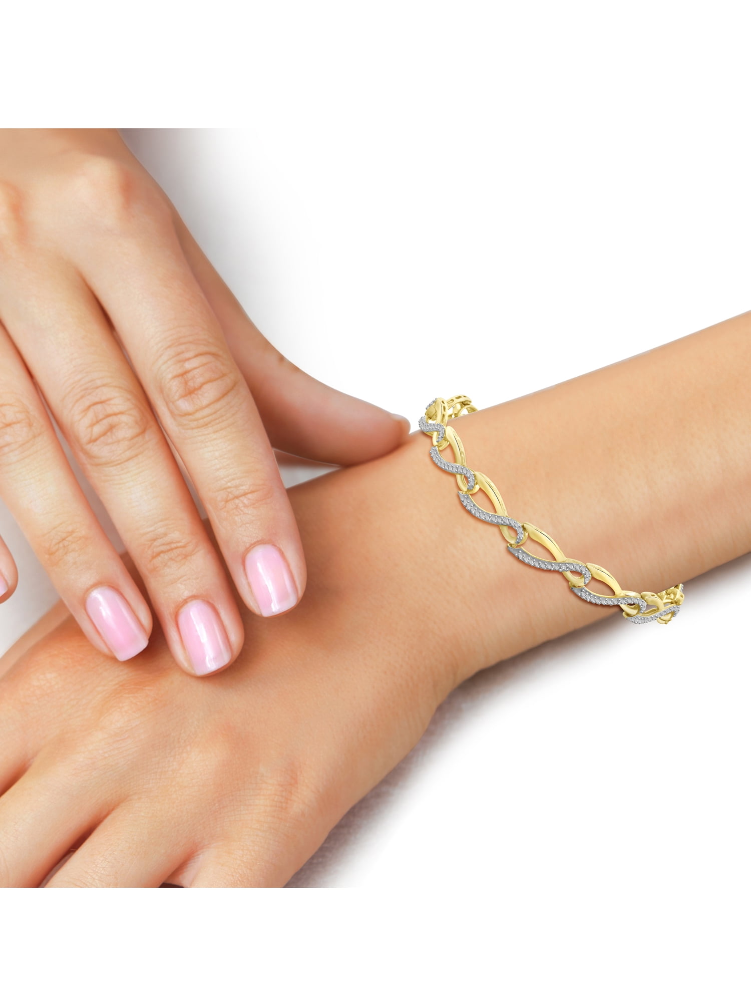White Diamond Accent 14kt Gold-Plated Bracelet, 7.50
