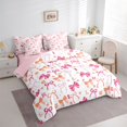 thumbnail image 4 of Homewish Princess Pink Bowknot Twin Bedding Sets 7-Piece, Dreamy Cartoon Bedding Comforter Set, Blossoms Floral Flower Reversible Sheet Sets, Microfiber Bedroom Decor, 4 of 8