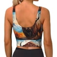 thumbnail image 4 of Goofa Oil Painting Style Iceberg Yak Printed Sports Bras for Women, High Impact Running Bra Workout Crop Tank Tops Longline Sports Bra Push up-Large, 4 of 9