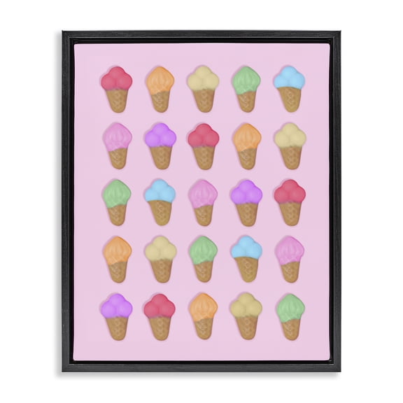 Stupell Industries Contemporary Ice Cream Shaped Candies Black Floating Frame Canvas Art, 17 x 21, by LISH Creative