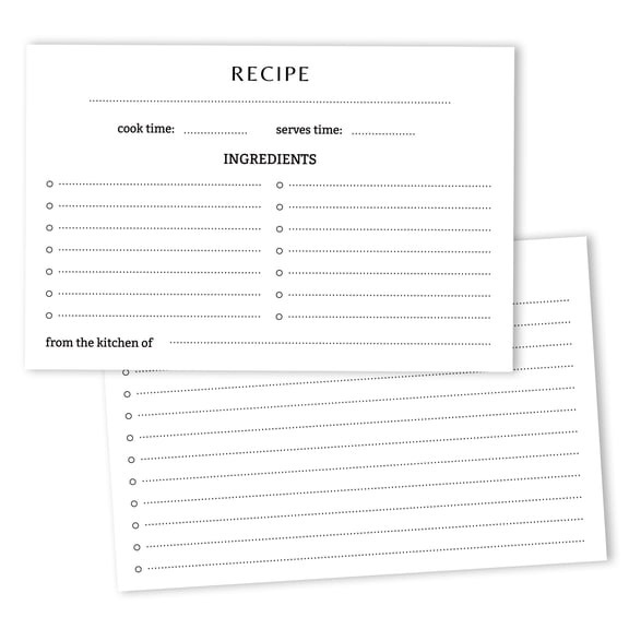 Inkdotpot 4x6 Inch Recipe Cards (Set of 50) , Thick Double Sided Premium Card Stock- Modern Style White Recipe Notecards for Weddings- Bridal- Baby Shower - Classic White Theme